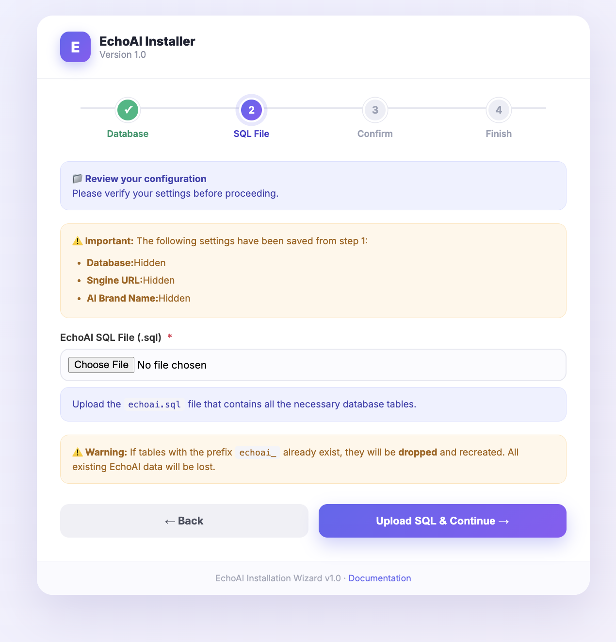 Installer step 2