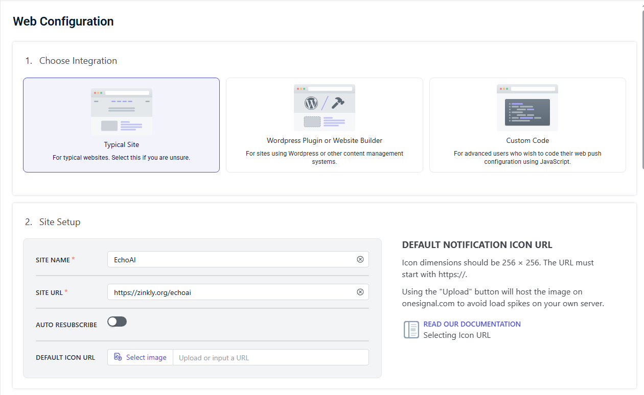 OneSignal: Web Push configuration
