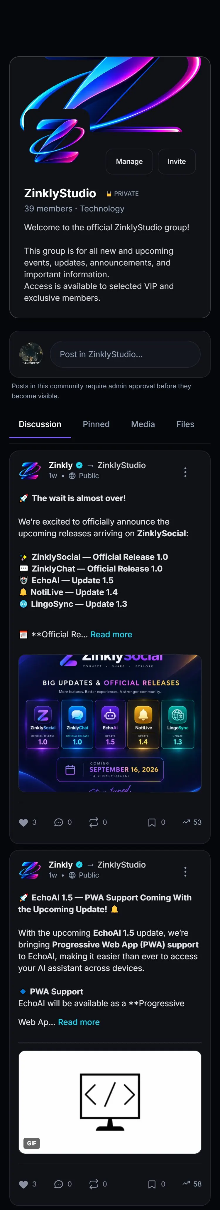 Communities in the app
